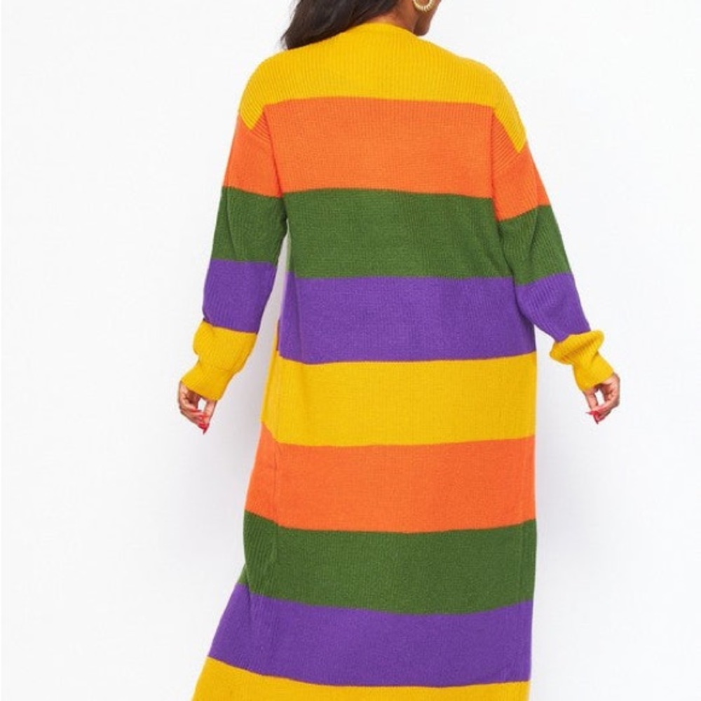 #76 Autumn Stripe Maxi Cardigan-Plus Size - Picture 2 of 6